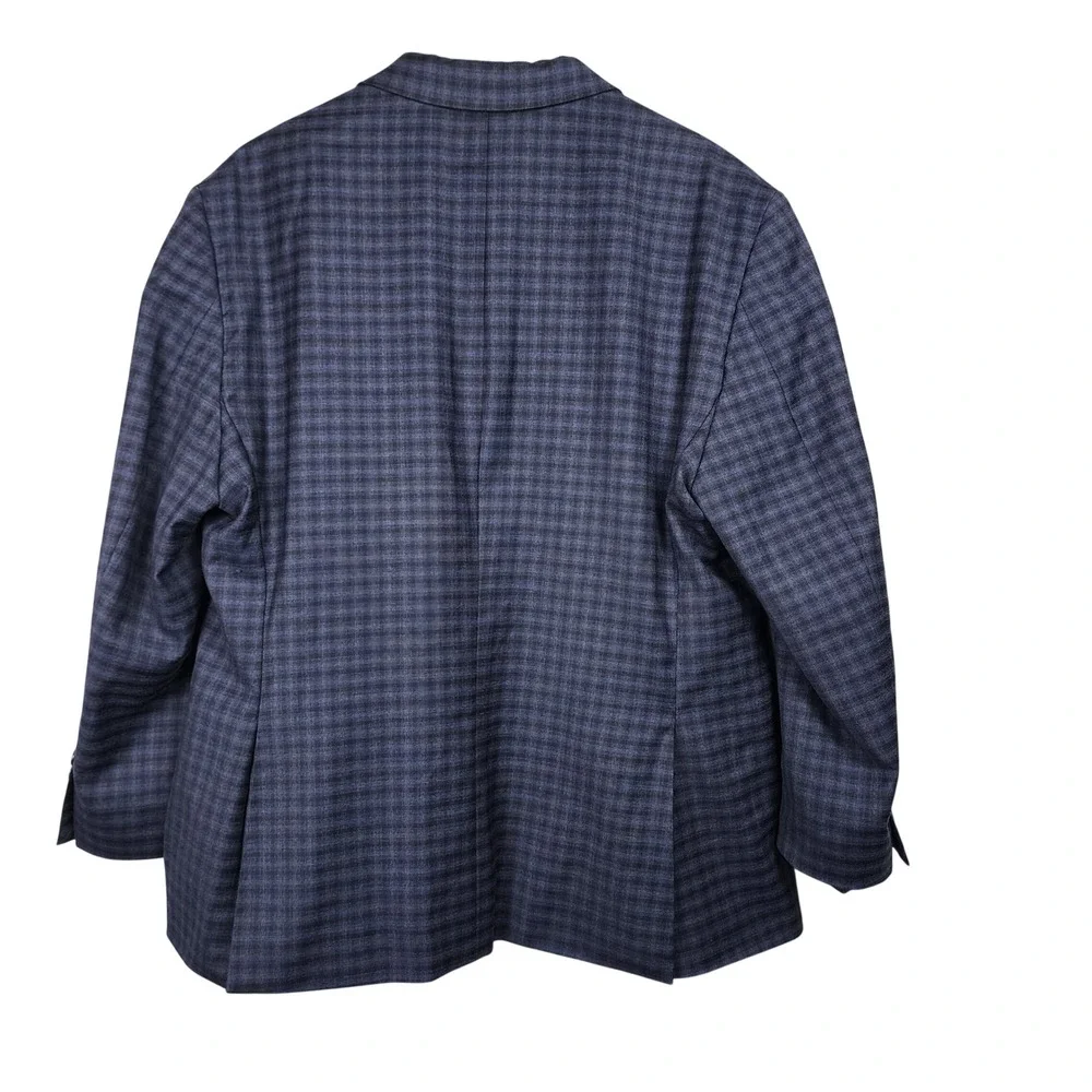 Kenneth Cole Awareness Slim Fit Wool Blazer Mens 46S Blue Check Preppy Office